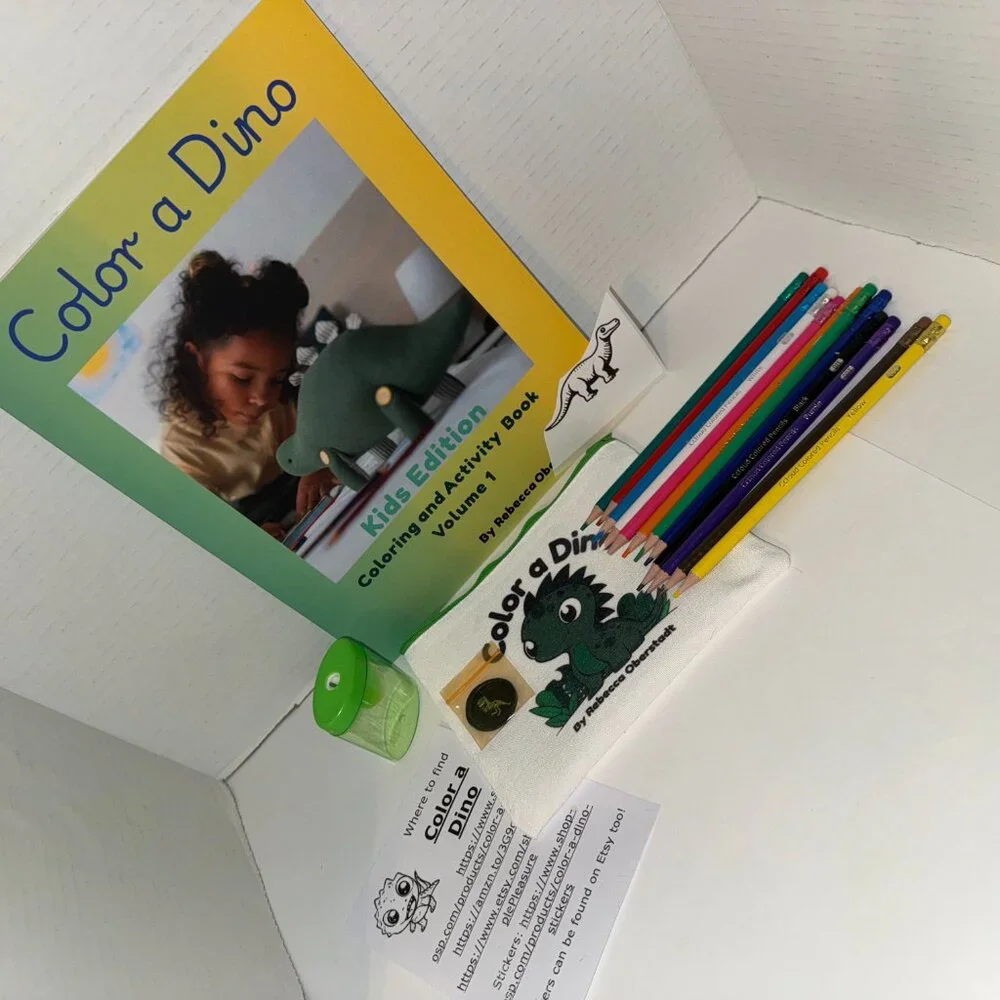 Green Color a Dino Zippered Pencil Pouch